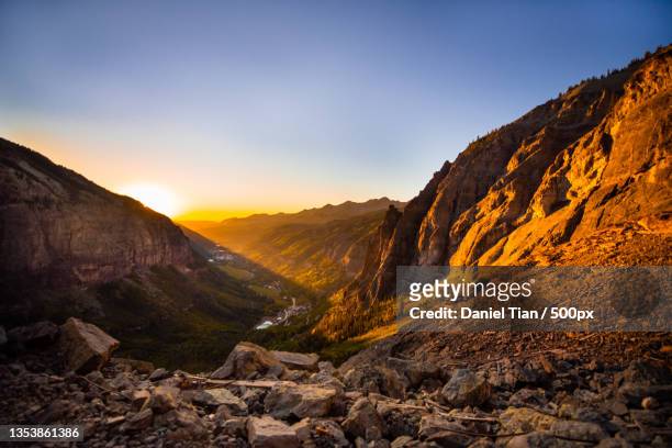 scenic view of mountains against sky during sunset,telluride,colorado,united states,usa - telluride - fotografias e filmes do acervo