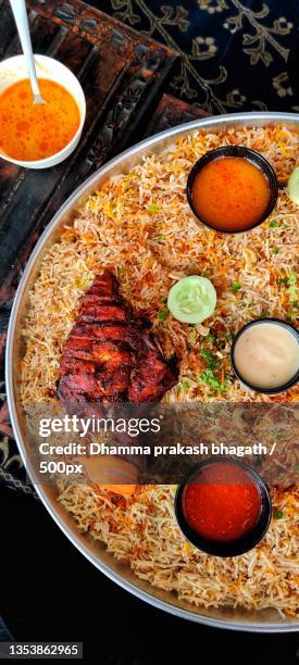 directly above shot of food in bowl on table - pilau rice stock pictures, royalty-free photos & images