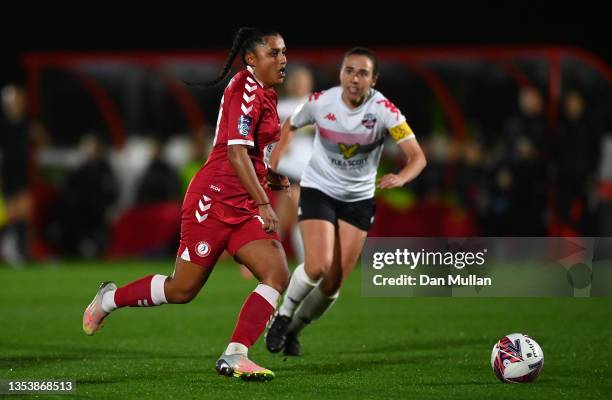 Simran Jhamat of Bristol City makes a break during the FA Women's Continental Tyres League Cup match between Bristol City Women and Lewes Women at...