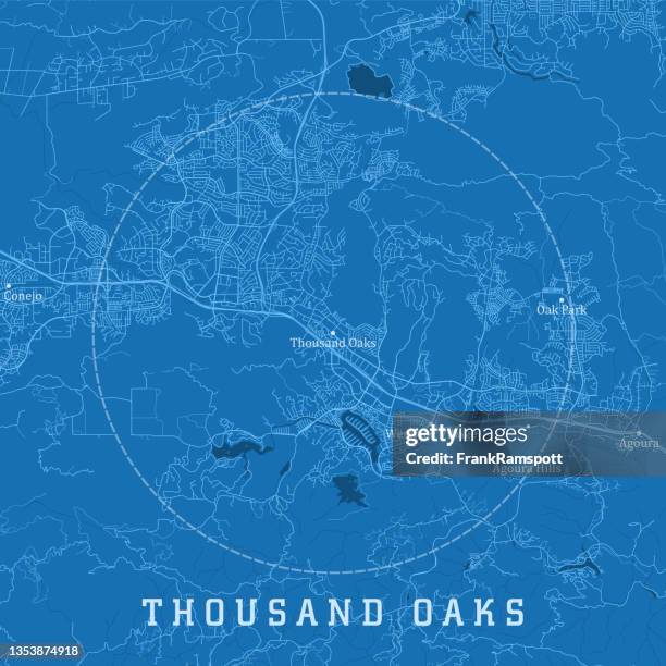 thousand oaks ca city vector straßenkarte blauer text - agoura hills stock-grafiken, -clipart, -cartoons und -symbole