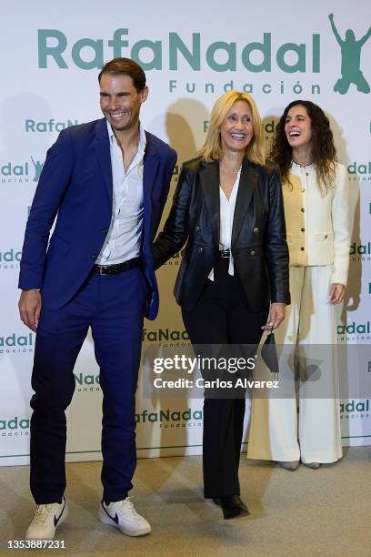 Rafa Nadal, his mother Ana Maria Parera and his wife Xisca Perello attend the 10th anniversary of Rafa Nadal Foundation at the Perez Llorca...