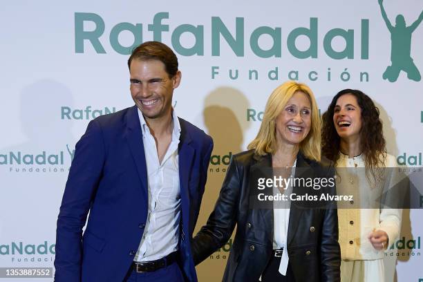 Rafa Nadal, his mother Ana Maria Parera and his wife Xisca Perello attend the 10th anniversary of Rafa Nadal Foundation at the Perez Llorca...