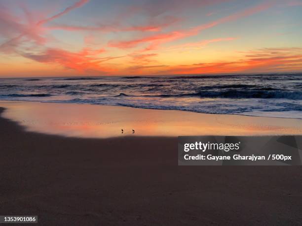 scenic view of beach against sky during sunset,figueira da foz,portugal - gayane stock pictures, royalty-free photos & images