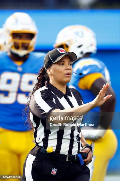 Referee Maia Chaka at SoFi Stadium on November 14, 2021 in Inglewood, California.