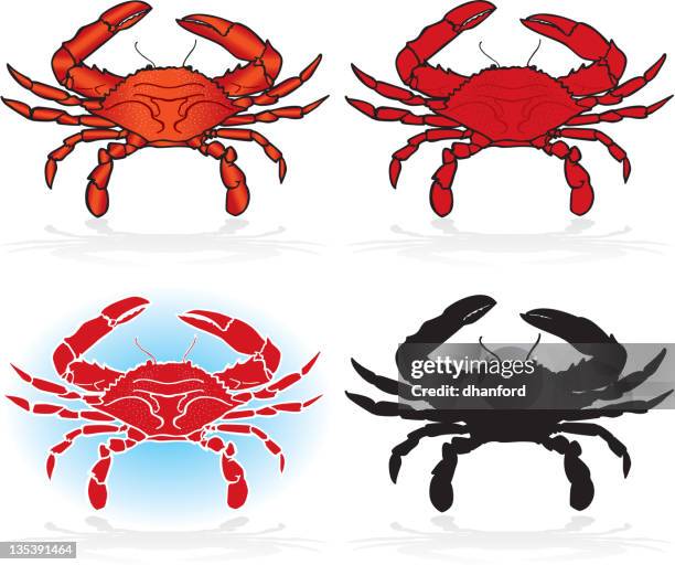 crabs, design elements detailed and silhouette - blue crabs stock illustrations