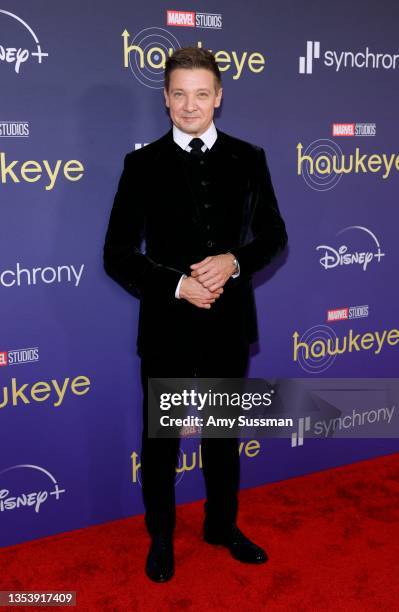 Jeremy Renner attends the Marvel Studios' Los Angeles Premiere of "Hawkeye" at El Capitan Theatre on November 17, 2021 in Los Angeles, California.