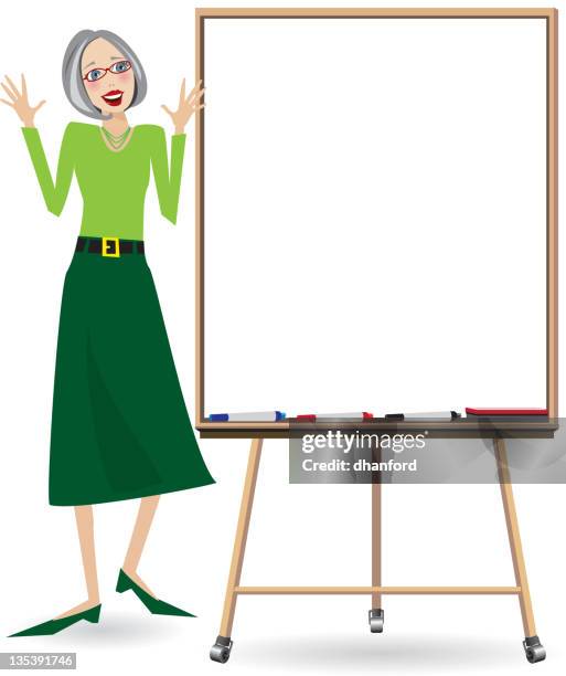 teacher with whiteboard, teaching - erasing whiteboard stock illustrations