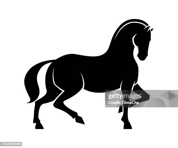 illustrazioni stock, clip art, cartoni animati e icone di tendenza di cavallo ritagliato silhouette - cavallo