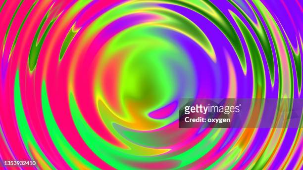 hypnosis swirly abstract neon multicolored circle background art - distorted stockfoto's en -beelden