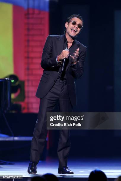 Marc Anthony performs onstage during The Latin Recording Academy's 2021 Person of the Year Gala honoring Ruben Blades at Michelob ULTRA Arena on...