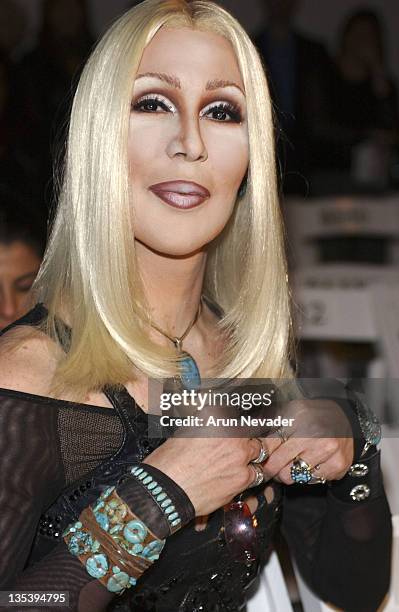 Cher look-alike during Mercedes-Benz Fall 2005 L.A. Fashion Week at Smashbox Studios - Grey Ant - Front Row at Smashbox Studios in Culver City,...