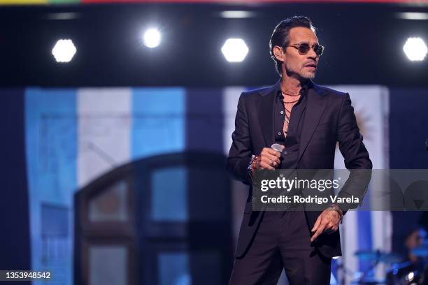 Marc Anthony performs onstage during The Latin Recording Academy's 2021 Person of the Year Gala honoring Ruben Blades at Michelob ULTRA Arena on...