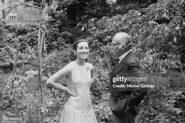 French painter Francoise Gilot and Dr Jonas Salk after their wedding in Neuilly sur Seine near Paris, France.