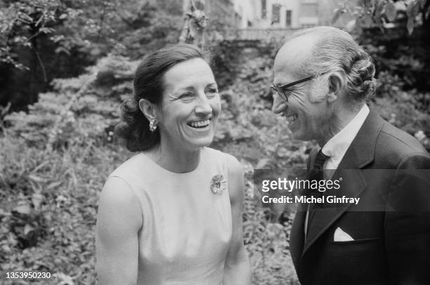 French painter Francoise Gilot and Dr Jonas Salk after their wedding in Neuilly sur Seine near Paris, France.