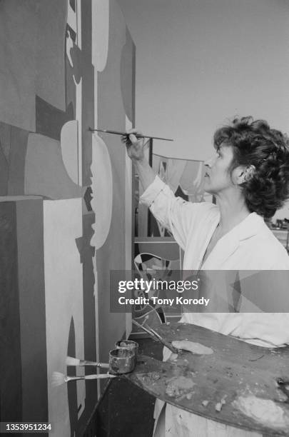 Francoise Gilot in her studio in San Diego. She met artist Picasso at the age of 21 and lived with him for 9 years. Now married to Dr. Jonas Salk,...