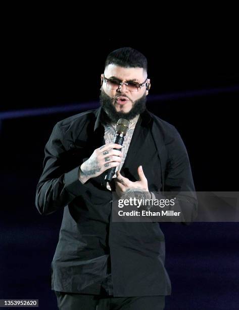 Farruko performs onstage during The Latin Recording Academy's 2021 Person of the Year Gala honoring Ruben Blades at Michelob ULTRA Arena on November...