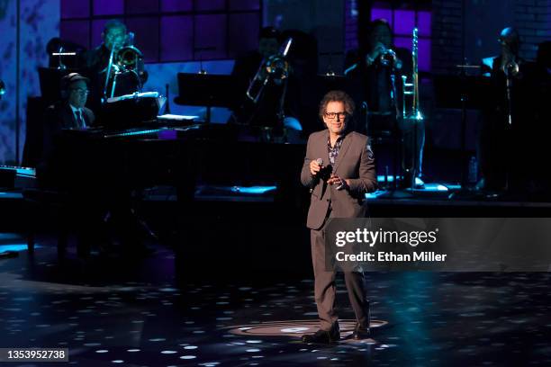 Andrés Calamaro performs onstage during The Latin Recording Academy's 2021 Person of the Year Gala honoring Ruben Blades at Michelob ULTRA Arena on...