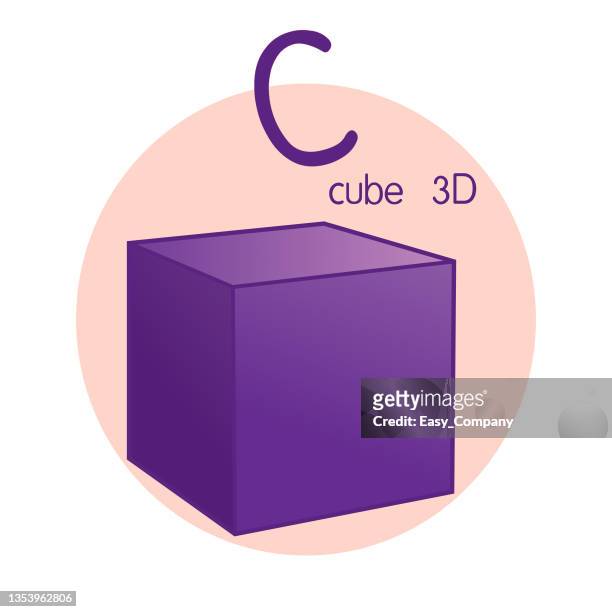 vector illustration of cube with alphabet letter c upper case or capital letter for children learning practice abc - flash card stock illustrations