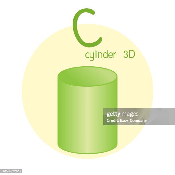 vector illustration of cylinder 3d with alphabet letter c upper case or capital letter for children learning practice abc - flash card stock illustrations