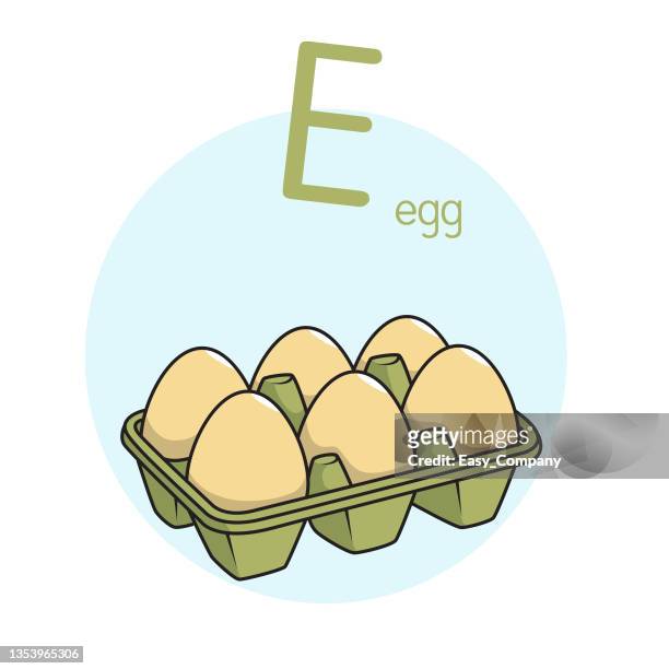 vector illustration of egg with alphabet letter e upper case or capital letter for children learning practice abc - animal egg 幅插畫檔、美工圖案、卡通及圖標