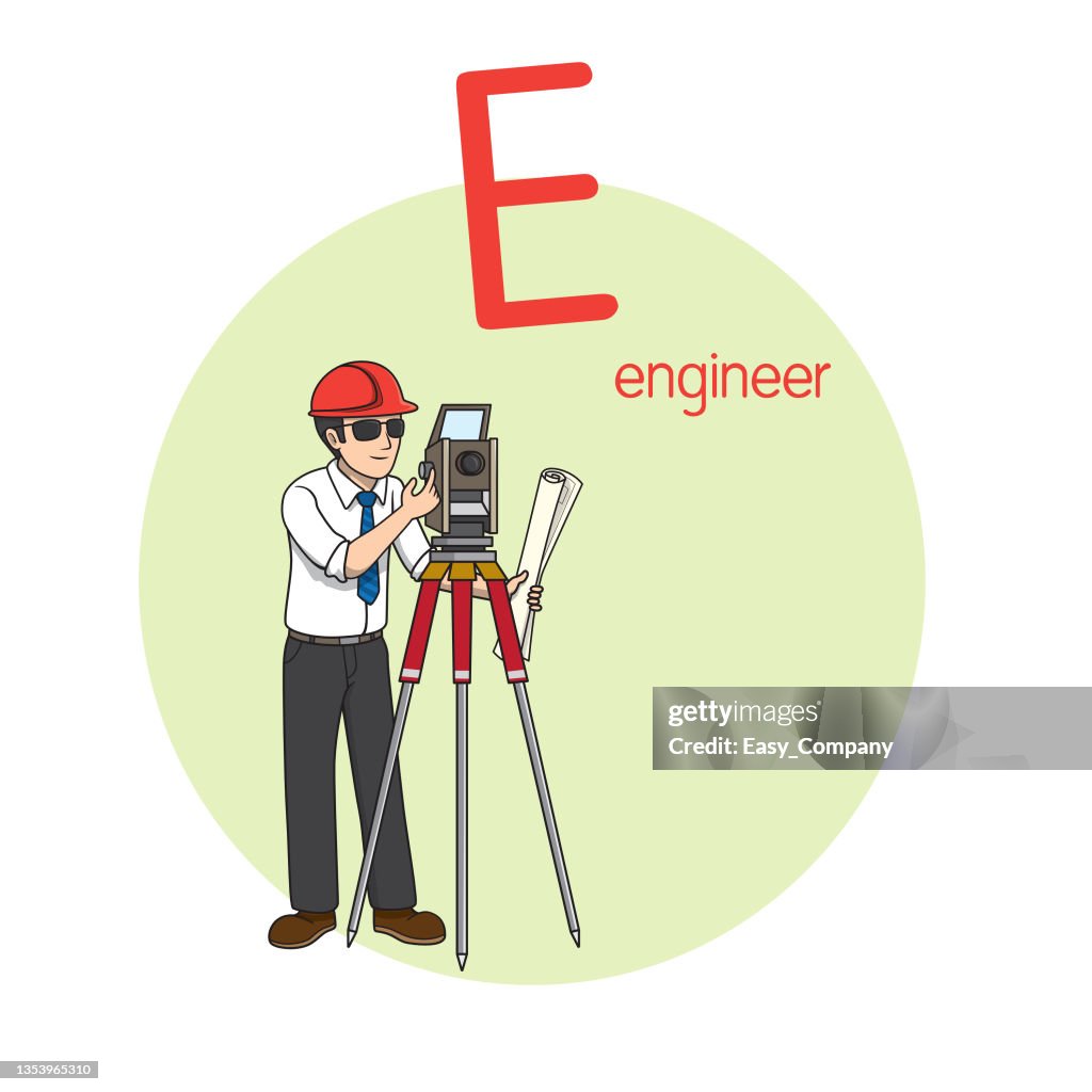 Engineers Inverted E Vector Illustration Of Engineer With Alphabet Letter E Upper Case Or ...