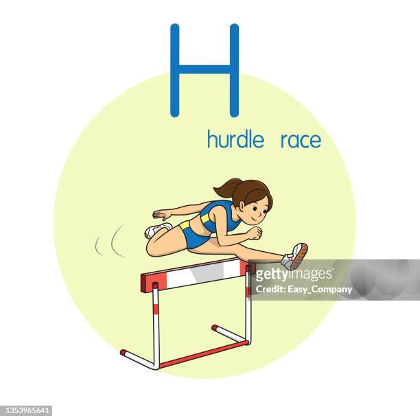 vector illustration of hurdle race with alphabet letter h upper case or capital letter for children learning practice abc - design sprint stock illustrations