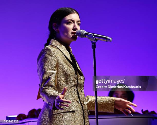 Lorde performs onstage at the 2021 Guggenheim International Gala on November 17, 2021 in New York City.