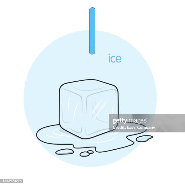 vector illustration of ice with alphabet letter i upper case or capital letter for children learning practice abc - glacier lagoon stock illustrations