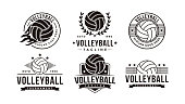 Set of vintage badge emblem Volley club, Volley tournament vector icon on white background