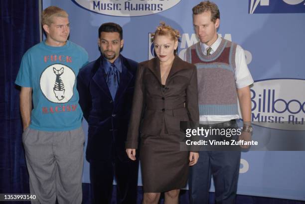 American rock band No Doubt in the press room of the 1997 Billboard Music Awards, held at the MGM Grand Garden Arena in Las Vegas, Nevada, 8th...