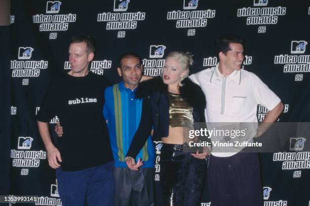 American rock band No Doubt in the press room of the 1996 MTV Video Music Awards, held at Radio City Music Hall in New York City, New York, 4th...