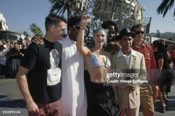 American rock band No Doubt , attend the 1998 MTV Video Music Awards, held at the Universal Amphitheatre in Los Angeles, California, 10th September...