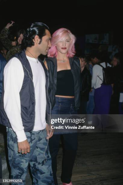British-American musician Tony Kanal and American singer Gwen Stefani, members of American rock band No Doubt, attend the PETA Party of the Century...