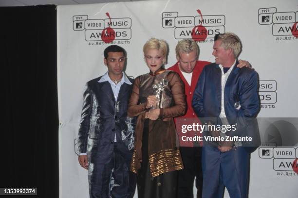 American rock band No Doubt in the press room of the 1997 MTV Video Music Awards, held at Radio City Music Hall in New York City, New York, 4th...