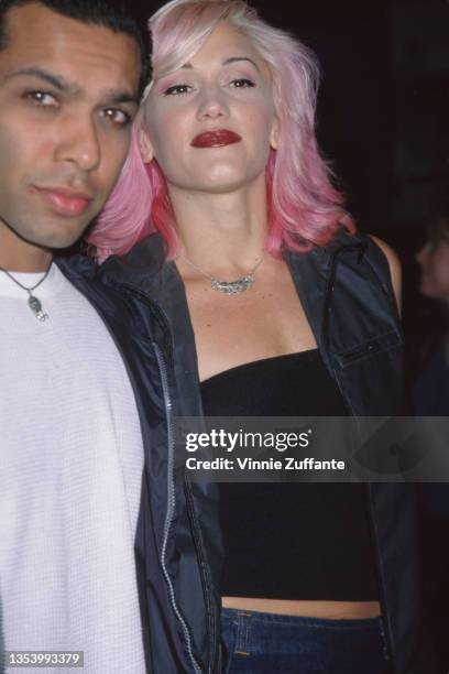 British-American musician Tony Kanal and American singer Gwen Stefani, members of American rock band No Doubt, attend the PETA Party of the Century...