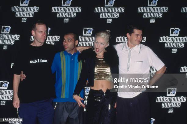 American rock band No Doubt in the press room of the 1996 MTV Video Music Awards, held at Radio City Music Hall in New York City, New York, 4th...