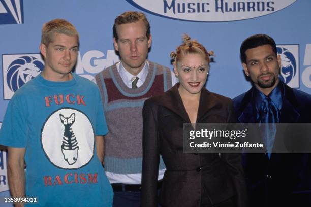 American rock band No Doubt in the press room of the 1997 Billboard Music Awards, held at the MGM Grand Garden Arena in Las Vegas, Nevada, 8th...