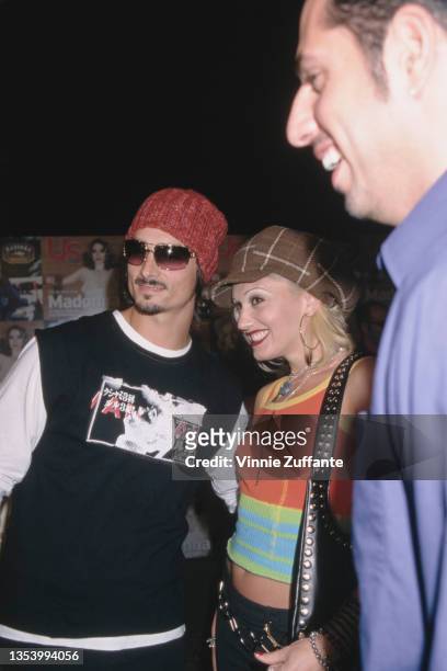 American singer Kevin Richardson, American singer Gwen Stefani, and Israeli-American talent manager Guy Oseary attend the release party for 'Music',...