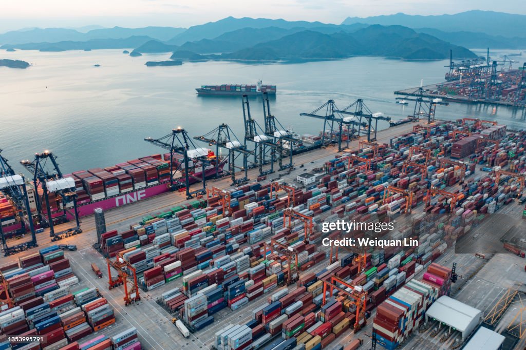 Large Container Terminal Images Aerial View Of The Container Terminal High-Res Stock Photo - Getty Images