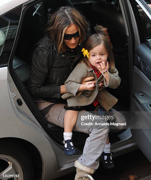 Sarah Jessica Parker with her daughter Marion Broderick on December 9, 2011 in New York City.