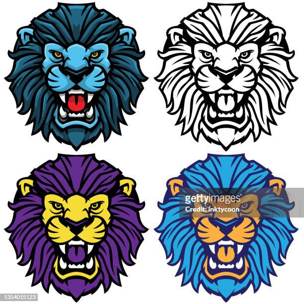lion head - mascot stock illustrations