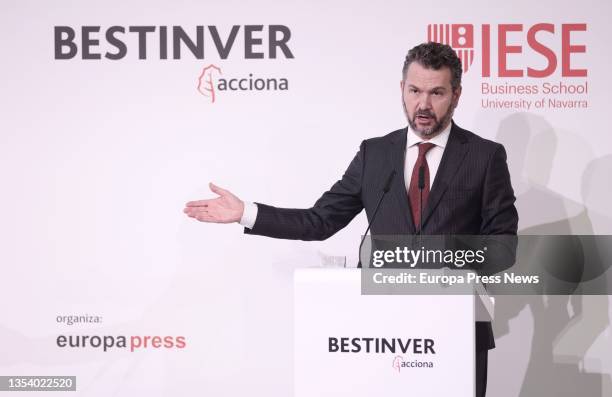 Rodrigo Buenaventura, Chairman of the Comision Nacional del Mercado de Valores , speaks at the presentation of the III Observatorio del Ahorro y la...