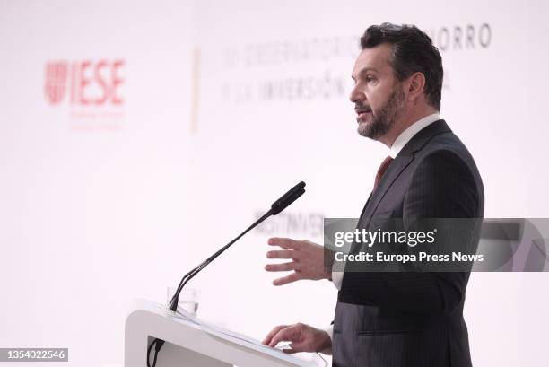 Rodrigo Buenaventura, Chairman of the Comision Nacional del Mercado de Valores , speaks at the presentation of the III Observatorio del Ahorro y la...