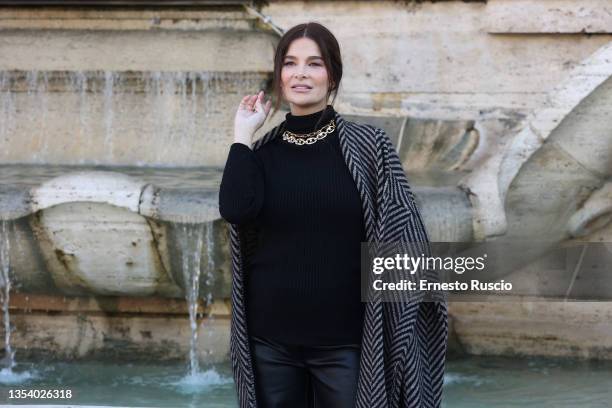 Ilaria Spada attends the "Una Famiglia Mostruosa" photocall at Cinema Adriano on November 18, 2021 in Rome, Italy.