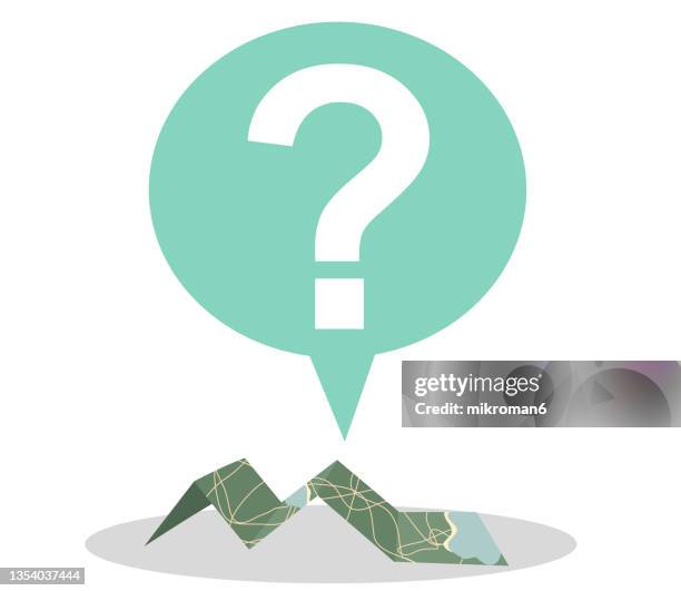 map with question mark above it. - quiz icon stock pictures, royalty-free photos & images