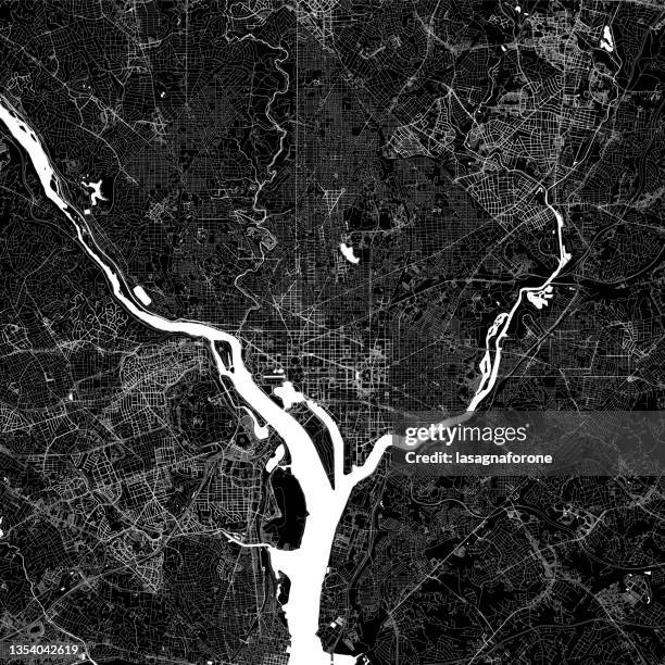 washington, district of columbia vector map - potomac river stock illustrations