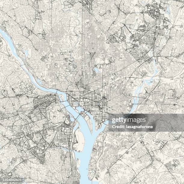 washington, district of columbia vector map - washington dc aerial stock illustrations