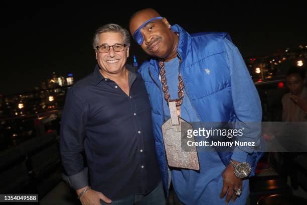 Kevin Mazur and Slick Rick attend YouTube Music Celebration Of Inaugural Hip Hop History Month at The Crown Building on November 17, 2021 in New York...