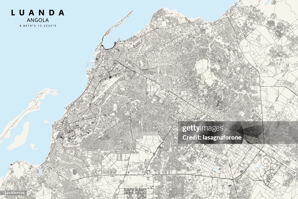 Luanda, Angola Vector Map