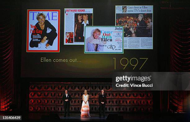 Robert Gant, Thea Gill and Peter Paige onstage at the 20th Annual GLAAD Media Awards held at NOKIA Theatre LA LIVE on April 18, 2009 in Los Angeles,...